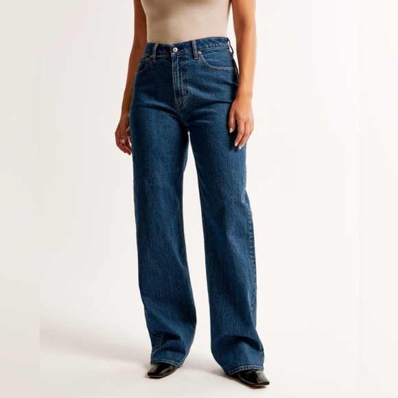 NWT Abercrombie & Fitch The 90s Relaxed Jean High Rise Dark Wash size 00 - Picture 5 of 8